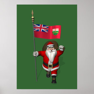 Pôster Papai Noel Com Bandeira De Ontário CDN
