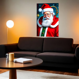 Poster Papai Noel com barba branca e óculos   Arte AI