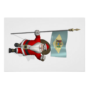 Pôster Papai Noel Com Brasão de Delaware