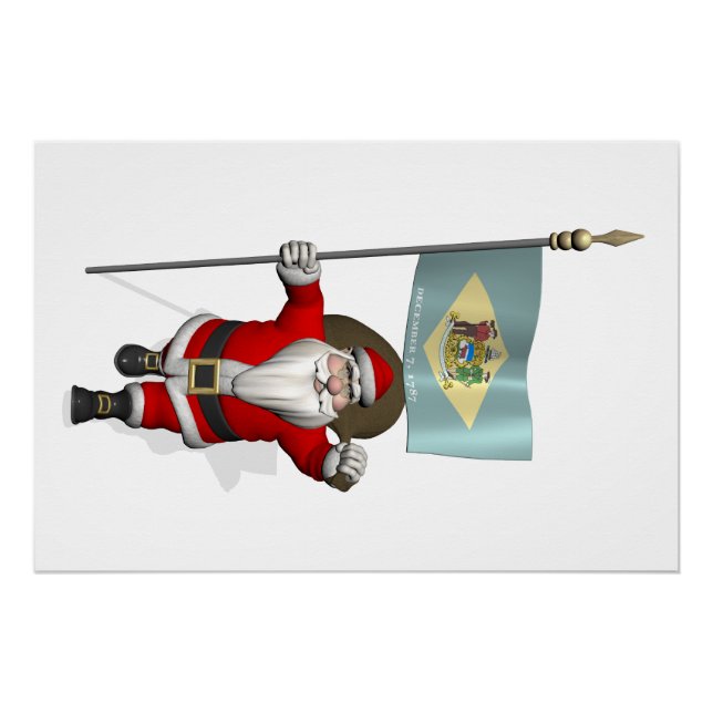 Pôster Papai Noel Com Brasão de Delaware (Frente)