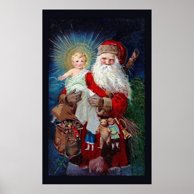 Pôster Papai Noel com Criança Cristo (Frente)