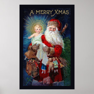 Poster Papai Noel com criança do cristo