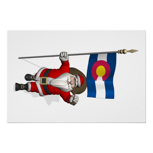 Pôster Papai Noel Com Estandarte Do Colorado (Frente)