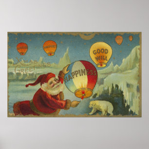 Poster Papai noel com felicidade Baloon