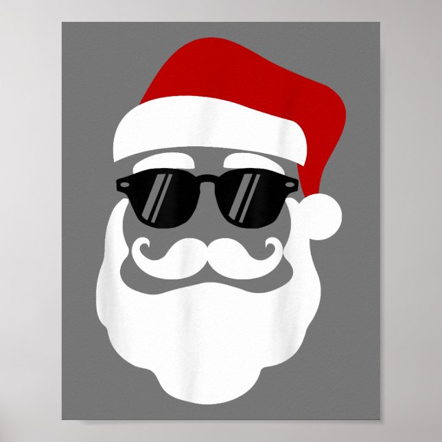 Poster Papai Noel com óculos escuros Design de Natal engr (Frente)
