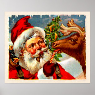 Pôster Papai noel com rena