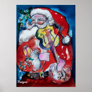 Pôster Papai Noel com violino