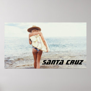 Poster Papai noel Cruz California Surfer