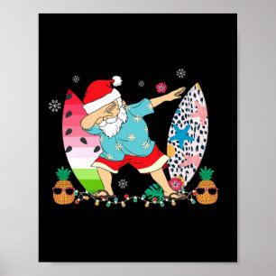 Poster Papai Noel Dabbing Havaiano Surf Surfando Natal Em