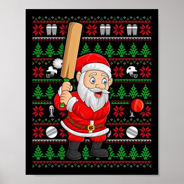 Poster Papai Noel de estilo suéter feio de Natal jogando  (Frente)