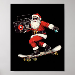 Poster Papai Noel de Hip Hop de Natal Patinando Com B
