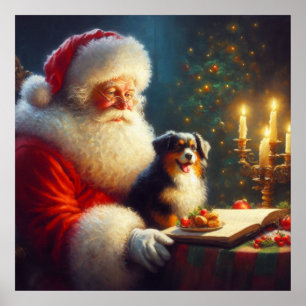 Poster Papai Noel de Natal com Cães 5