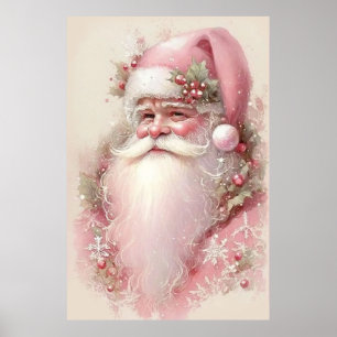 Poster Papai noel de Natal rosa