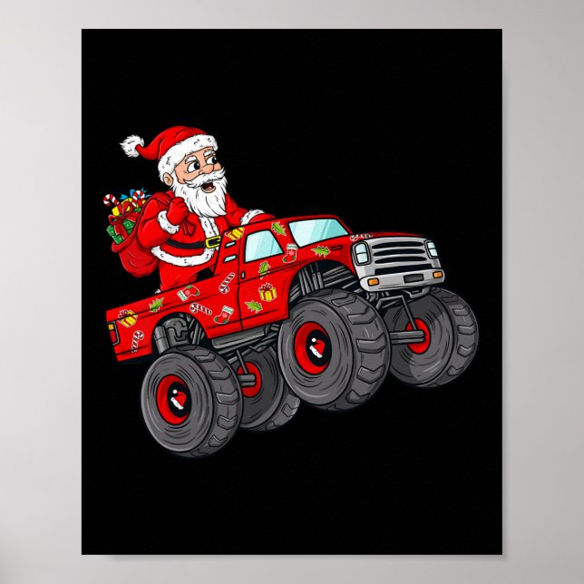 Poster Papai Noel De Natal Viajando Em Monster Truck Boys (Frente)