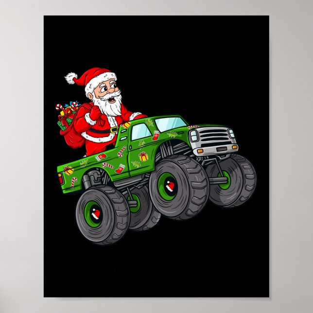 Poster Papai Noel De Natal Viajando Em Monster Truck Boys (Frente)