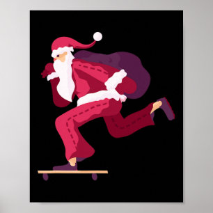 Poster Papai Noel de skate Presente de Natal engraçado