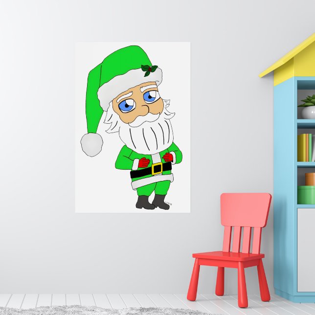 Poster Papai Noel de terno verde chibi (Berçário 1)