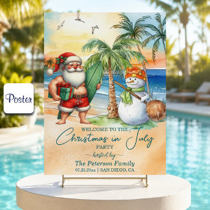 Poster Papai Noel de Verão & Boneco de Neve Natal em Julh