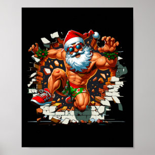 Poster Papai Noel Derrubando a Parede Xmas Em Julho Menin