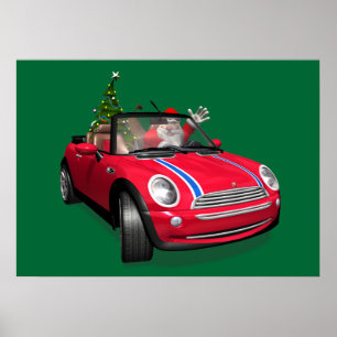 Poster Papai Noel Dirigindo Um Mini