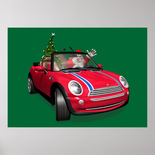 Poster Papai Noel Dirigindo Um Mini (Frente)