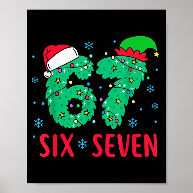 Poster Papai Noel Diz Seis Sete 67 Meme Natal Feriado 6 7 (Frente)