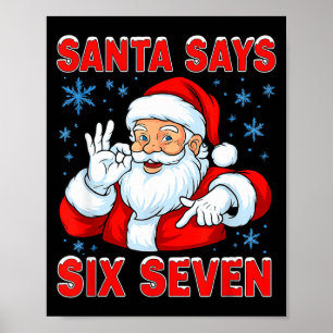 Poster Papai Noel Diz Seis Sete Piada Divertida de Natal