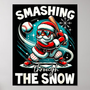 Poster Papai Noel do Natal do Jogador de Beisebol, Esmaga