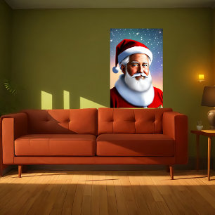 Poster Papai Noel e noite estrelada Arte AI