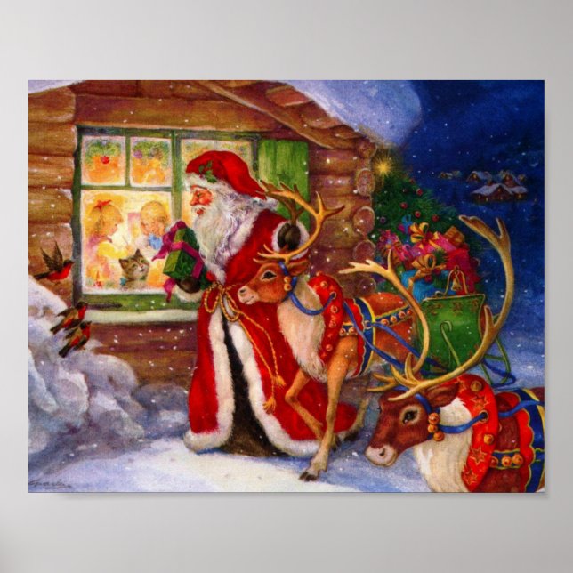 Poster Papai Noel e Rudolph (Frente)