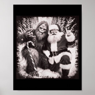 Poster Papai Noel E Sasquatch Pé Grande Diversão Alegre N