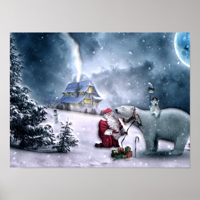 Poster Papai Noel e Urso Polar (Frente)