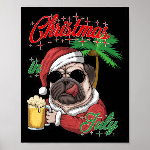 Poster Papai Noel Em Julho Natal Pug Fantasia De Papai No