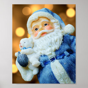 Poster Papai Noel em um terno azul