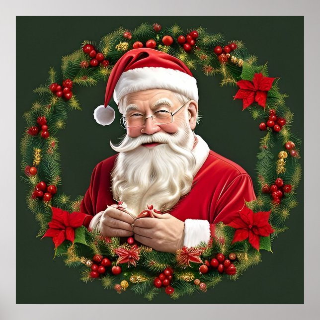 Poster Papai Noel em uma Rua Festiva (Frente)