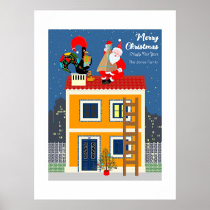 Poster Papai Noel encontra o Galo de Barcelos