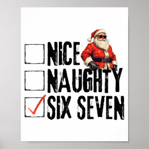 Poster Papai Noel Engraçado Bonito Travesso Seis Sete Mem