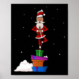 Poster Papai Noel engraçado de Natal Meditando Amante do