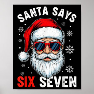 Poster Papai Noel Engraçado Diz Seis Sete Gíria de Natal