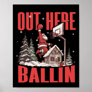 Poster Papai Noel Engraçado e Groovy Por Aqui Desenhando