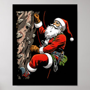 Poster Papai Noel engraçado escalando Natal Xmas Boulderi