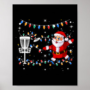 Poster Papai Noel engraçado jogando golfe de disco Natal