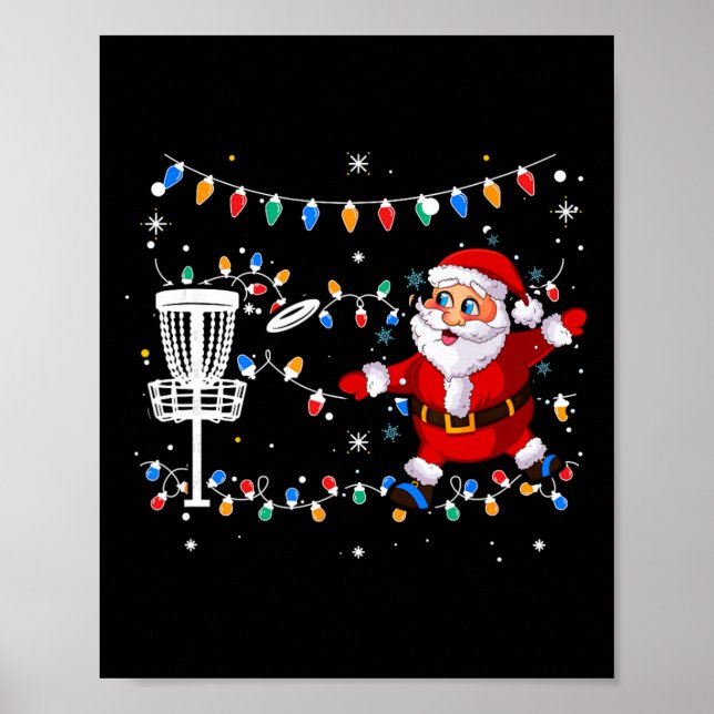Poster Papai Noel engraçado jogando golfe de disco Natal  (Frente)