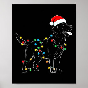 Poster Papai Noel Engraçado Labrador Retriever Luzes de N