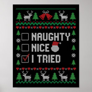 Poster Papai Noel engraçado lista de Natal Legal Travesso