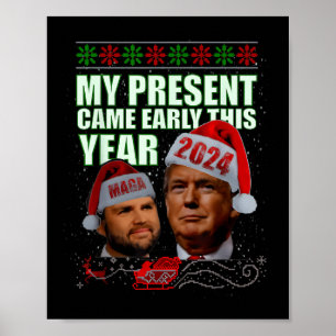 Poster Papai Noel Engraçado Trump Natal Chegou Mais Cedo