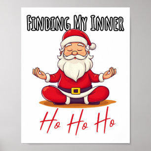 Poster Papai Noel engraçado Yoga Natal Pose de Lótus Medi