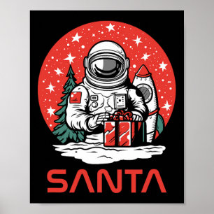 Poster Papai Noel Espacial Astronauta Cosmos Apresenta Co