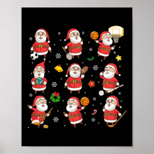Poster Papai noel Esportivo Para Men Boy Engraçado Xmas B