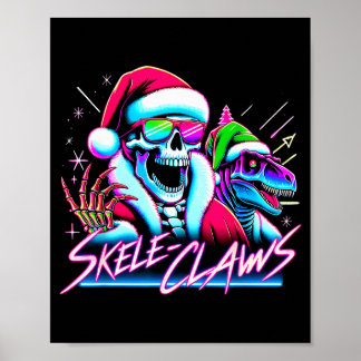 Poster Papai Noel Esqueleto Montando Dinossauro T Rex Nat